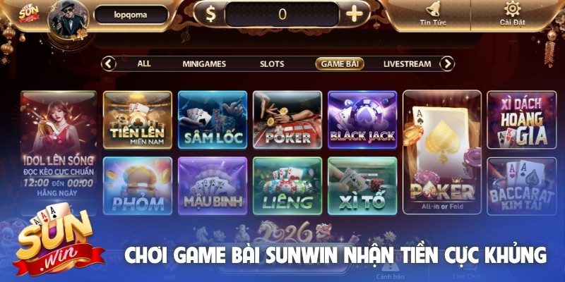 Chơi game bài Sunwin nhận tiền cực khủng